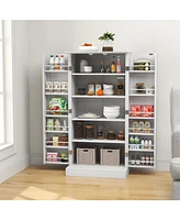 Skonyon Freestanding Buffet Cupboards Sideboard with 2 Doors and Anti-Tipping Devices-White