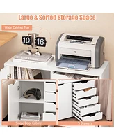 Skonyon 5-Drawer Dresser Chest Mobile Storage Cabinet with Door-White
