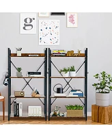 Skonyon 4 -Tier Industrial Open Storage Bookshelf-Coffee