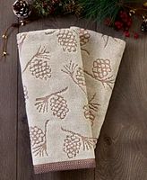 Skl Home Pinecone Jacquard Cotton 2 Piece Hand Towel, 16" x 25"