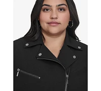 Dkny Plus Studded Asymmetric Moto Jacket