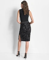 Dkny Women's Sequined Side-Slit Pencil Skirt