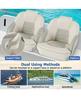 Vebreda Captain Bucket Seat with Waterproof Pvc Leather for Boat Sightseeing-White
