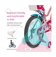 Vebreda Kids Bicycle with Training Wheels and Basket for Boys and Girls Age 3-9 Years-18 inches