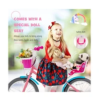 Vebreda Kids Bicycle with Training Wheels and Basket for Boys and Girls Age 3-9 Years-18 inches
