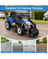 12V Kids Ride on Road Roller with 2.4G Remote Control-Pink