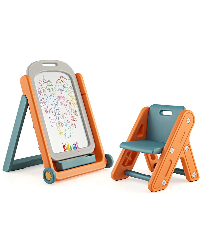 Vebreda Kids Height Adjustable Art Easel Set with Chair