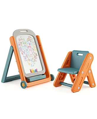 Vebreda Kids Height Adjustable Art Easel Set with Chair