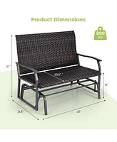 Sugift All Weather Outdoor 2-Person Swing Glider Bench with Quick Dry Foam Seat