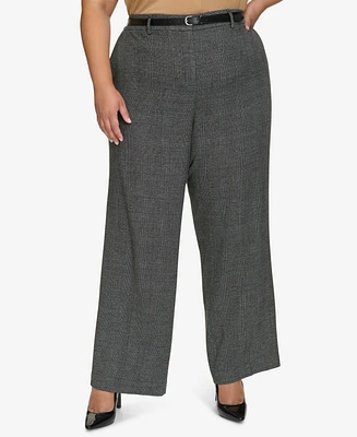 Calvin Klein Plus High-Rise Belted Wide-Leg Pants