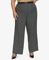 Calvin Klein Plus High-Rise Belted Wide-Leg Pants