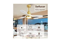 Sofucor 48" Ceiling Fan with Lights Wood Blades