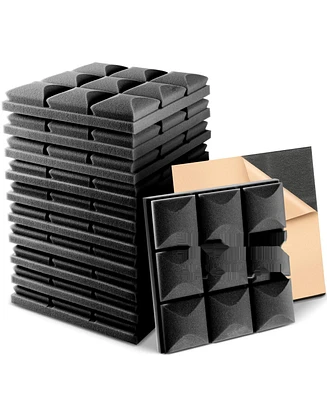 Fstop Labs 12"x12"x2” Self-adhesive Acoustic Foam Panels, Studio Wedge Tiles - 12 Pack