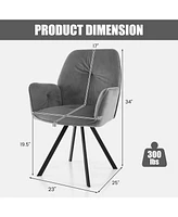 Sugift Set of 2 Swivel Accent Arm Chairs with Metal Legs and Wide Back