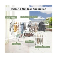 Givimo 2-Level Foldable Clothes Drying Rack with Adjustable Gullwing