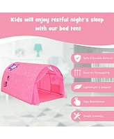 Vebreda Kids Galaxy Starry Sky Dream Portable Play Tent with Double Net Curtain-Pink