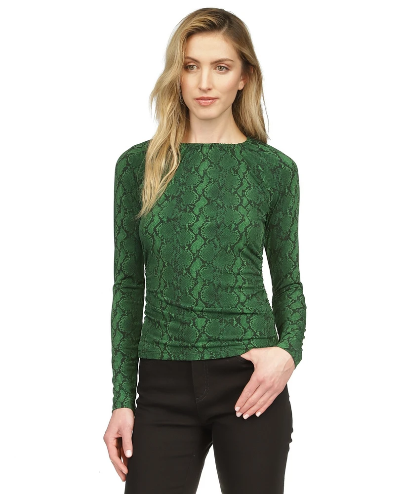 Michael Kors Women's Snake-Print Long-Sleeve Top