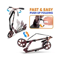 Hurtle Lightweight and Foldable Kick Scooter - Adjustable Scooter for Teens and Adult, Alloy Deck with High Impact Wheels