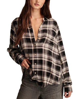 Lucky Brand Women's Cloud Plaid Boyfriend Shirt