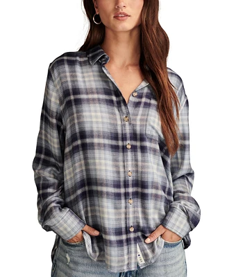 Lucky Brand Women's Cloud Plaid Boyfriend Shirt