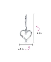 Bling Jewelry Open Heart Shaped Sterling Silver Dangle Lever back Earrings 1.5 Inches