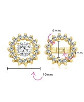 Bling Jewelry Cubic Zirconia Cz Halo Earrings Jacket For Studs For Women Gold Plated Sterling Silver (Earrings Not Included) - Gold