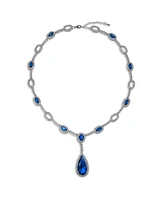 Bling Jewelry Oval Fashion Cubic Zirconia Cz Pear Shape Statement Large Teardrop Y Necklace Rhodium Plated