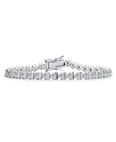 Bling Jewelry Modern Jewelry 10 Ctw Cz Round Solitaire Tennis Bracelet For Women Cubic Zirconia Plated Silver Rhodium Inch