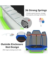 Costway 7FT Kids Trampoline W/Safety Enclosure Net Spring Pad