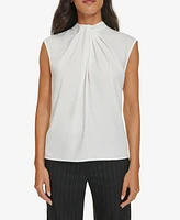 Calvin Klein Petite Gathered-Neck Sleeveless Top