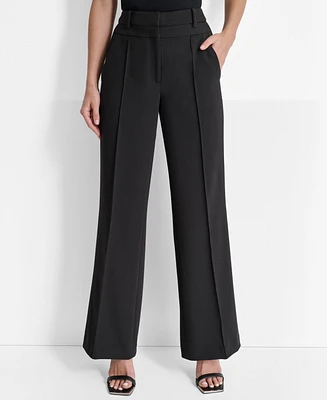 Dkny Women's High-Rise Piped-Front Wide-Leg Pants