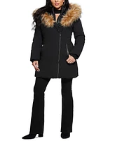 Guess Women's Faux-Fur-Hood Mid-Lenth Puffer Jacket