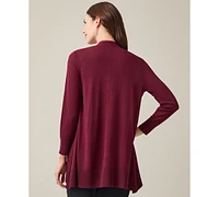 Kasper Petite Open-Front Long Sleeve Cardigan