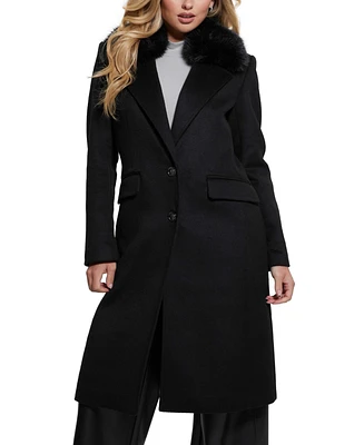 Guess Women's Nancy Faux-Fur-Collar Long Coat