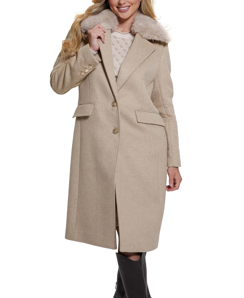 Guess Women's Nancy Faux-Fur-Collar Long Coat