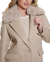 Guess Women's Nancy Faux-Fur-Collar Long Coat