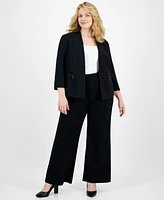 Kasper Plus 3/4-Sleeve Collarless Blazer