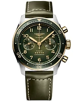 Longines Men's Swiss Automatic Chronograph Spirit Flyback Leather Strap Watch 42mm
