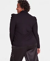 I.n.c. International Concepts Plus Puff-Shoulder Ribbed Turtleneck, Created for Macy's