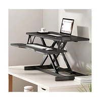 Streamdale Furniture 32" Height Adjustable Sit-to-Stand Desk Riser with Dual Monitors