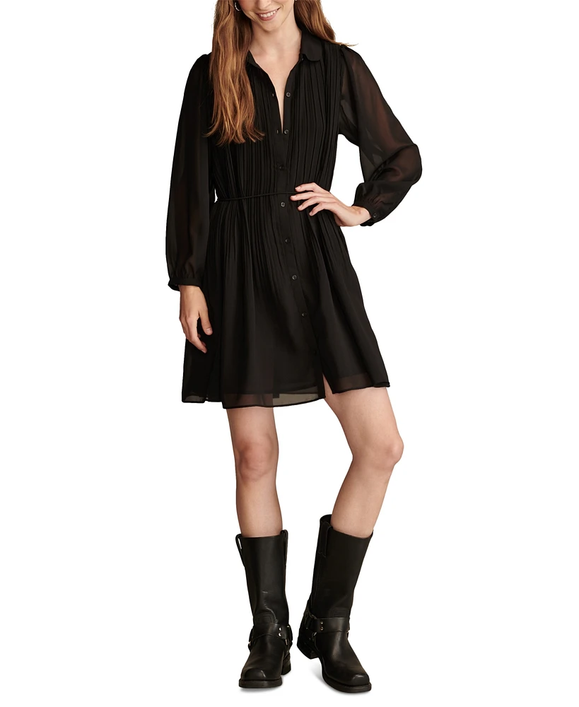 Lucky Brand Women's Pleated Chiffon Shirtdress