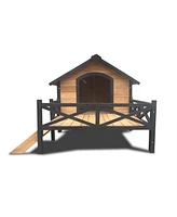 Premium Wooden Dog Kennel with Porch