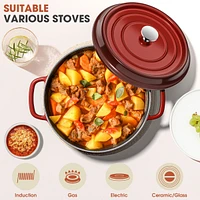 6 Qt Enameled Cast Iron Dutch Oven Pot with Lid & Dual Handles – Nonstick, Oven Safe