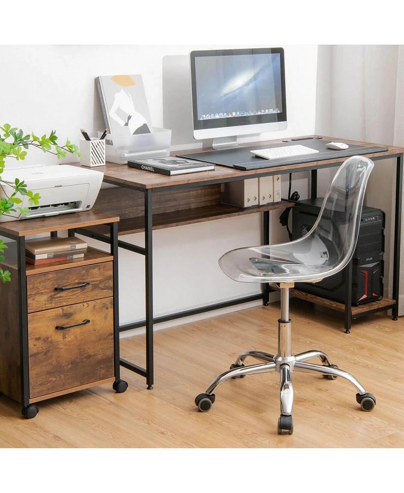 Vebreda Swivel Acrylic Armless Adjustable Height Office Chair