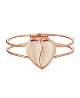 Bling Jewelry Initials Romantic Split Heart Cuff Bracelet in Rose Gold & Silver Tone Metal