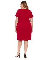 London Times Plus Bow-Neck Sheath Dress