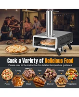 Skonyon Outdoor Pizza Oven Portable Wood Pellet Pizza Stove with 12 Inch Round Rotatable Pizza Stone