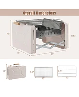 Skonyon Folding Charcoal Bbq Grill with Dishwasher-safe Grill Grids and Charcoal Box-Beige