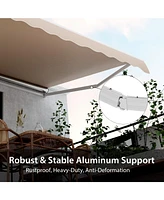 Skonyon 12 x 10 Feet Patio Retractable Awning Aluminum Sunshade Shelter-Beige