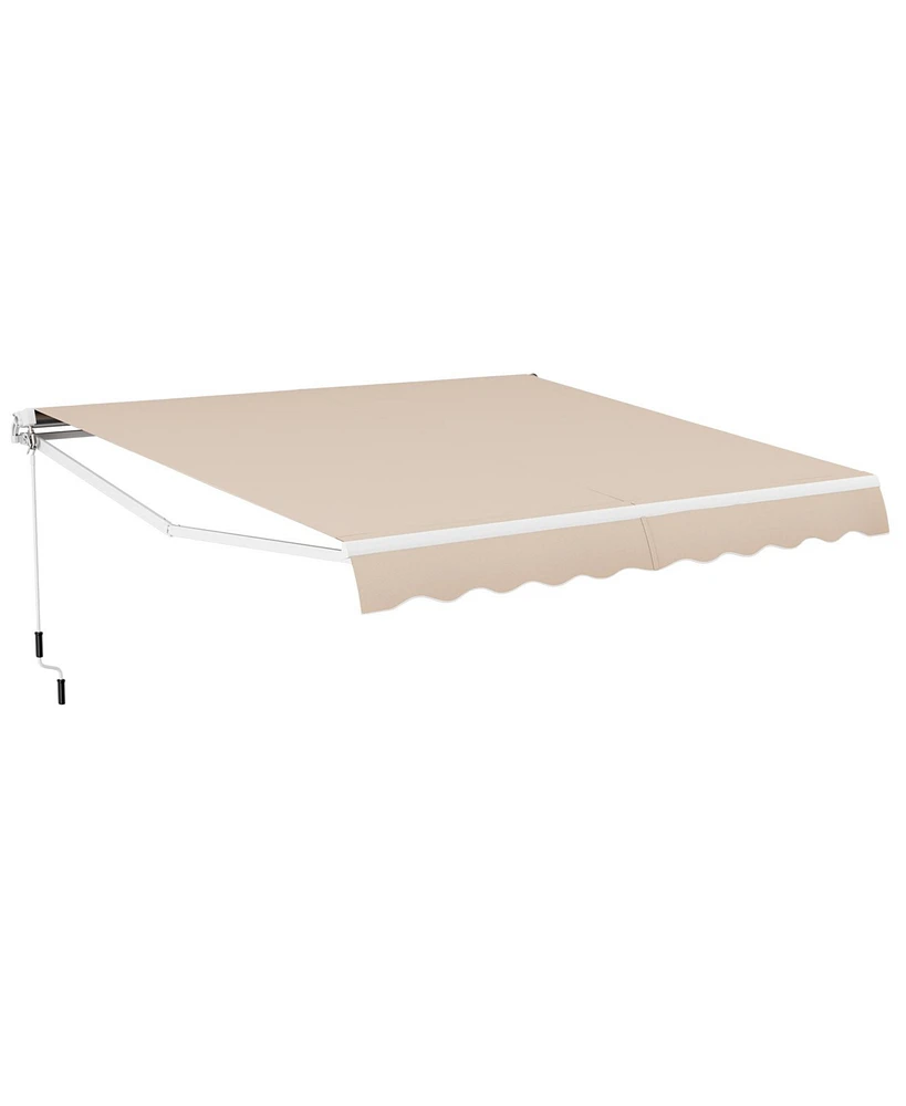 Skonyon 12 x 10 Feet Patio Retractable Awning Aluminum Sunshade Shelter-Beige